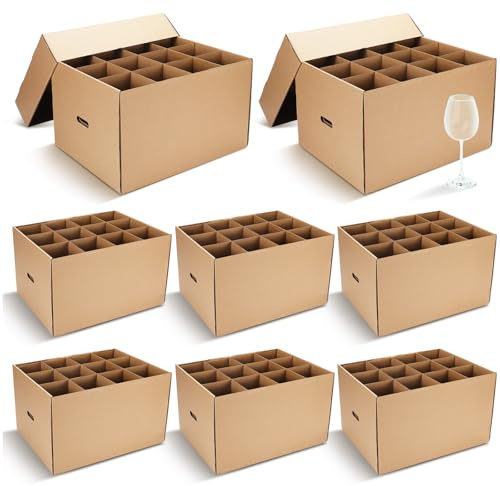 Feifeiya 8 Pack Wine Glass Moving Boxes Kitchen Moving Boxes with Handle Kitchen Kit with Lid for Dish Glassware(20 x 15 x 12 Inch)