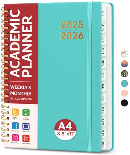 Academic Planner 2025-2026 For Women & Men, Monthly and Weekly Calendar Planner, Jul 2025 - Jun 2026, A4 (8.5 x 11), Teacher Student Planning Book with Tabs, Ideal for Office School Supplies