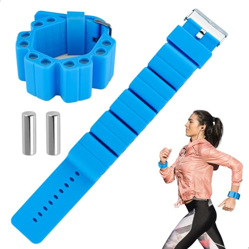 Ankle Weights,Paire (500g) Poids Cheville et Poignet,Silicone Réglables Leste Cheville,Bloc de Poids Amovible,Bracelet Lesté pour Femmes Hommes Natation Fitness Yoga Cyclisme,Bleu