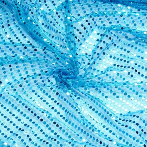 1.1Mx1M Blue Sequins Fabric Sparkly Shiny Bling Sequin Mesh Material Sequin Dot Fabric for DIY Stage Costume,Performance Costume (Blue)