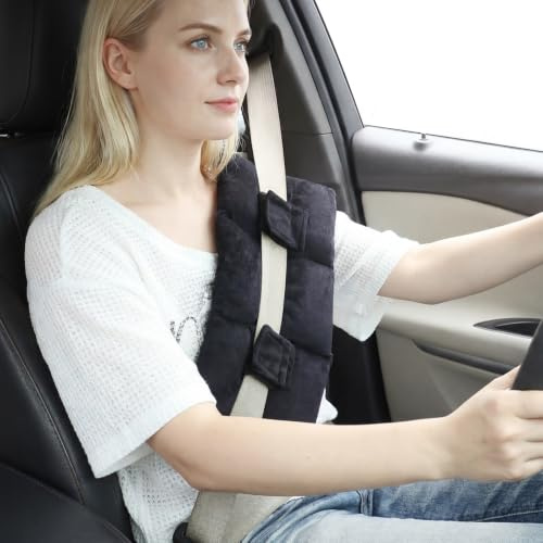 Hysterectomy Pillow for Seat Belt, Mastectomy Pillow, Seat Belt Pads-Black | Soft Cotton, Adjustable Hook-And-Loop, Seatbelt Pillow for C-section Recovery, Chest And Abdomen Protection for Post-Surgery
