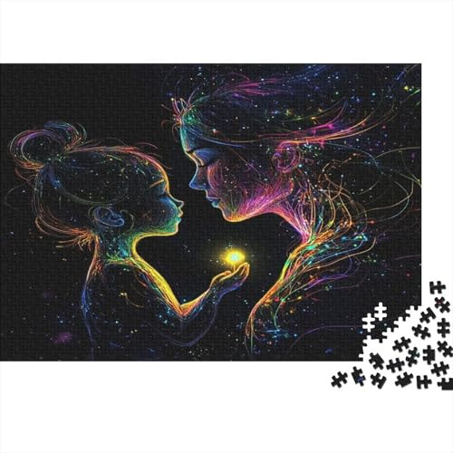 Silueta Madre Hija Puzzle para Adultos Puzzle de 1000 Piezas Luz Nocturna Puzzle para Toda la Familia Relajación Concentración 52x38cm/1000pcs