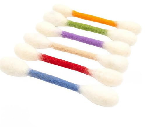 IGNITRON 6 Pcs Catnip Toys for Cats, Cotton Swab Shaped Fabric Cat Chew Sticks, Soft Polyester Interactive Kitten Teething Toys for Indoor Play, 15 cm, Multicoloured