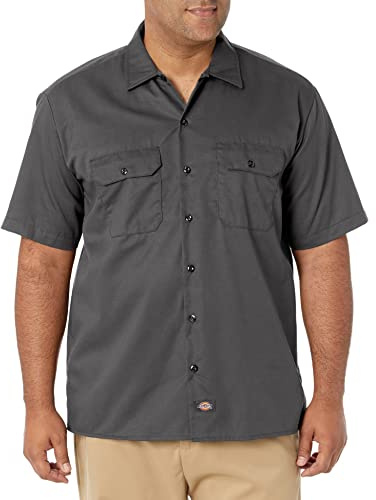 Dickies Men's Short-Sleeve Work Shirt, Hunter Green V1, 4XL Big