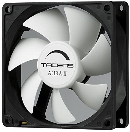 Tacens 3AURAII9 Ventola per computer, 9 cm, 12 dB, 1500 RPM, tecnologia Fluxus II, sistema antipolvere, lame aerodinamiche, durata fino a 60.000h, colore nero