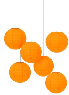 Matissa 10(25CM) Pack of 6 Paper Lantern Wedding Party Decoration Craft Lamp Shade (Orange)