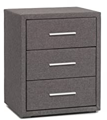 Betten Jumbo King Nachttisch mit 3 Schubladen | Stoffbezug in Hellgrau | Edler Nachtschrank | Perfekt für Boxspringbetten | Maße: 57x50x40 cm