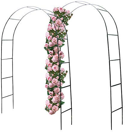 Mojawo 2'er Set Witterungsbeständiger Rosenbogen Grün 240x140x36cm aus pulverbeschichtetem Metall Pergola Rankhilfe Rankgitter Torbogen