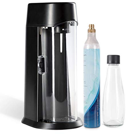 Levivo Wassersprudler Gasificadora, Vidrio Plástico, Negro Antracita, 0.6 L y 1.2 L
