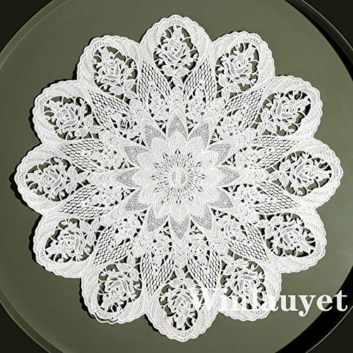 Winlauyet 30cm/55cm Rosentraum Plauener Tischdecke Stickereien Luftspitzen Spitze Becher Deckchen (30 x 30 cm)