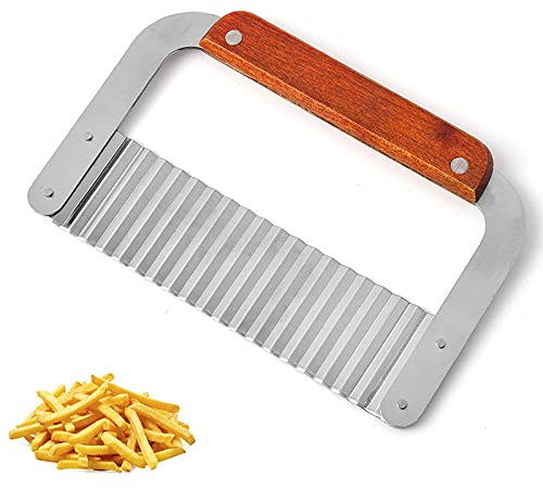 Gshy Corrugated Stainless Steel Potato Slicing Knife Wavy Blade for Chopping Vegetable Fruit