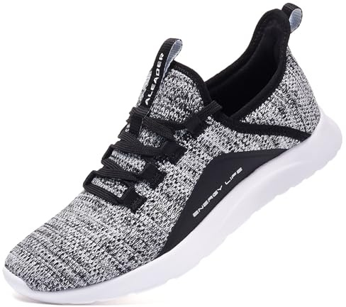 ALEADER Women's Energycloud Slip On Tennis Shoes Non Slip Athletic Sport Running Walking Shoes Black Gray Size 8 US