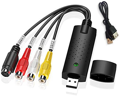 Leepesx VHS to Digital Converter Convertitore video USB 2.0 Scheda di acquisizione audio Scatola VHS VHS VCR TV to Digital Converter Supporto Win 7/8/10