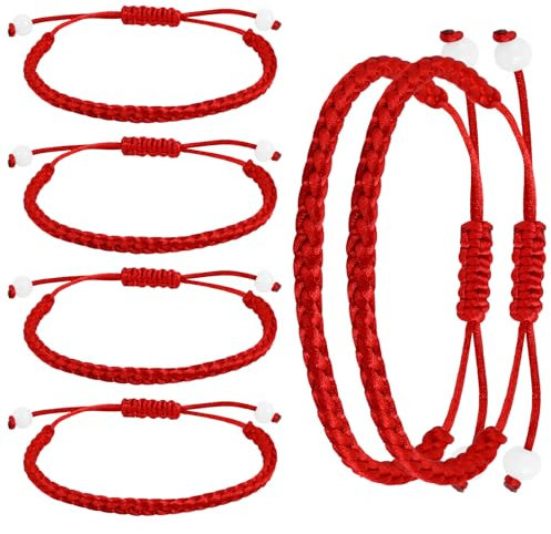 Rotes Armband Damen Kabbalah Glücksarmband Verstellbare Rote Seil Geflochtenes Armband für Männer und Frauen Freundschaftsbänder 6 Stück