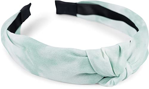 styleBREAKER Serre-tête femme en tissu avec motif batik coloré, noeud torsadé, bandeau, ornement de cheveux 04027046, couleur:Menthe-blanc