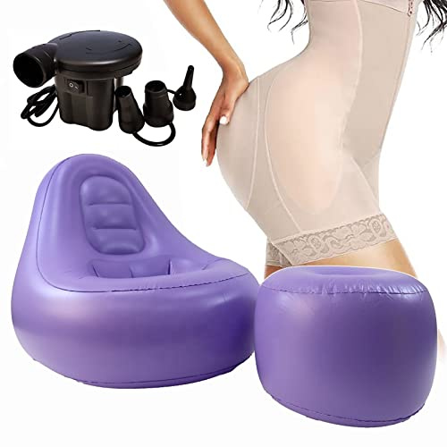 thickvalley BBL Chair Inflatable Sofa with Hole, BBL Pillow & Chair After Surgery with Support Pillow for Brazilian Butt Lift After Surgery Sitting/Fast Recovery, with Air Pump,Blue