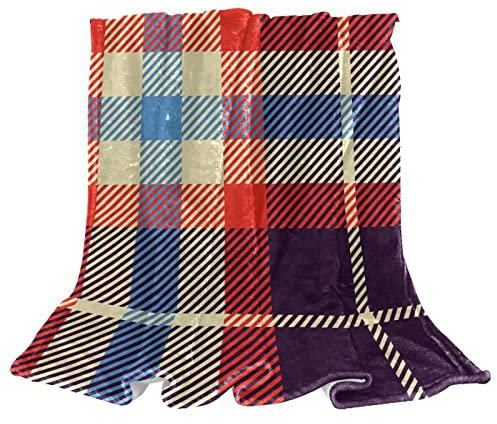 Decke, Decken, Neuheit weiche Flanelldecke,Karierter Karo Karo Karo des lila roten Bluevintage Tartan