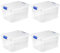 KINGNET Cajas Almacenaje Plástico con Tapa y Cierre a Presión, Cajas Oranizadoras Transparente, Perfecta para Almacenar Ropa, Juguete, Libro y Productos de hogar (Nº2-25Litros, Pack 4 unidades)