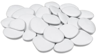 Tecnokit Tera Pietre pianche per vasi e acquari, ciottoli Decorativi Colorati in plastica, sassolini da Giardino Bianchi, Dimensioni 3-4 cm (Large, Bianco)