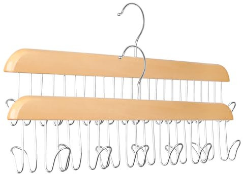 ManGotree Gürtel Aufhänger für Schrank, hölzerne Gürtelhalter mit 12 Haken, Platz sparende Gürtel Rack, robuste Holz Gürtel Lagerung Veranstalter für Gürtel, Krawatten, Schals, Hüte,2 Pack (Natürlich)