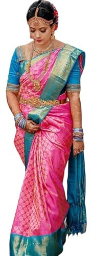 KULIA Bollywood Sari, ungesäumte Bluse, indischer Party-Sari