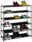 Relaxdays Schuhregal, mit 6 Ebenen, Metall Schuhablage, Stoff Ablage, Schuhgestell für den Flur, Schuhständer, schwarz