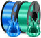 TECBEARS PLA Silk Filament 1.75mm 2KG, Shiny Silk PLA 3D Drucker Filament, mit Seidenglattes Finish, Gute Farbwiedergabe, Maßgenauigkeit +/- 0.02, Silk PLA Blau+Grün