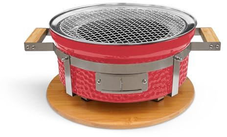 CREATE/BBQ KAMADO HIBACHI/Round Smoker Barbecue Rouge/Compact, polyvalent, peut fumer, griller et cuire, système de ventilation.