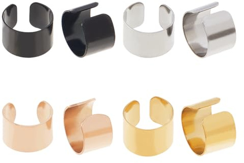 Hobbspring 8 Stück Ohrklemmen Aus Edelstahl 9mm Ohrclip Helix Knorpel Clip On Wrap Punk Ohrringe Verstellbar Nicht Durchstechende Ohrringe Punkrock Ohrklemmen Für Frauen Männer Und Damen