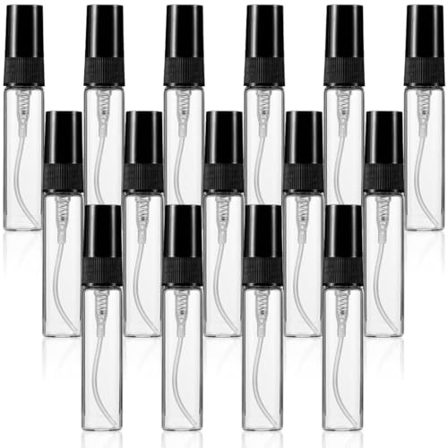 15 pezzi 5ml Mini Flacone Spray, Riutilizzabile tomizzatore bottiglia di Profumo in Vetro, Flacone Spray Vuoto,Portatile Bottiglia Per Profumo Liquido,per l'uso Quotidiano e i Viaggi