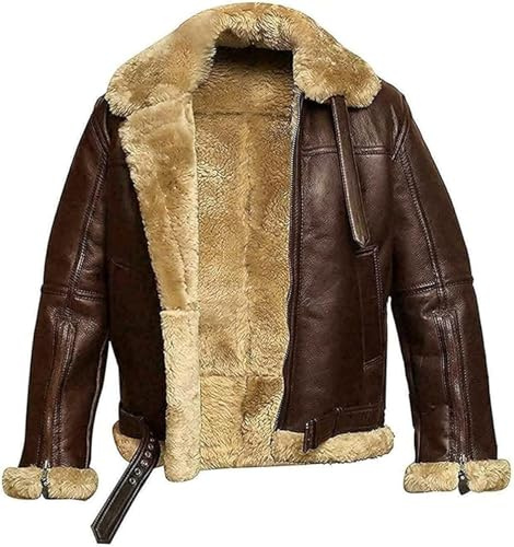 Chaqueta de piloto aviador RAF B3 marrón bombero de la RAF, piloto de la fuerza aérea, piel de oveja WW2, forro de piel de oveja, chaqueta de cuero, M