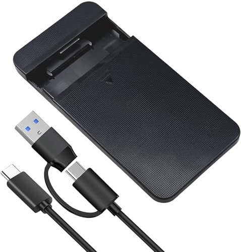 Caja de Disco Duro Externo, Carcasa Disco Duro 2,5 , USB 3.1 Carcasa SSD, Velocidad de Transmisión de 10 Gbps, Compatible con Discos Sata SSD/HDD de Pulgadas 9,5/7 mm, Cable USB C/A, Plug & Play