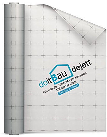 doitBau - Dejett 2 - Frein vapeur respirant 75 m² (1,5 m x 50 m) - Pare-vapeur en non-tissé - Film pare-vapeur pour toit - Film de protection contre la vapeur selon DIN 4108 - Facile à installer