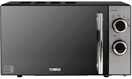 Tower T24015 800W 20L Microwave with 5 Power Levels and a 30 Minute Timer, Black