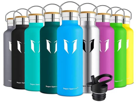 Super Sparrow Borraccia Termica 1L , Bottiglia Termica Senza Perdite - Senza BPA Borracce, per Bambini, Scuola, Sport, Campeggio, Yoga, Palestra, Ciclismo