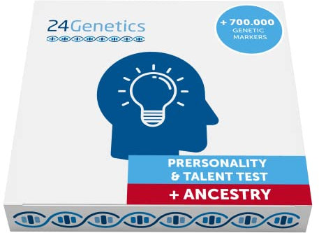 24Genetics DNA Test Talent, Inklusive Kostenlosem Dna Test Abstammung, Entdecken Sie Ihre genetische Veranlagung für Kreativität, Impulsivität, Nachtleben, Gentests von zu Hause aus