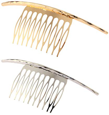 FRCOLOR 2pcs Hair Comb Golden Silver Alloy Insert Comb