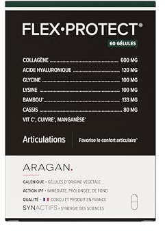FlexProtect - Complément Alimentaire Articulations - Collagene, Acide hyaluronique, Bambou, Cuivre, Manganèse - Aragan - 60 Gélules