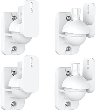 Cozycase Lautsprecher Wandhalterung Halterung mit Beschlägen - 4 Stück Schwenkbar/Neigbar Halter Set, Robuste Lautsprecherhalterung passend bis 3,5 kg, Weiß
