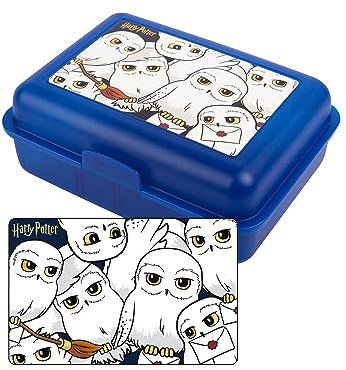 United Labels Harry Potter Brotdose mit Trennwand 17,5x12,8x6,9 cm, Blau, Lunchbox Hedwig, Brotbox spülmaschinenfest