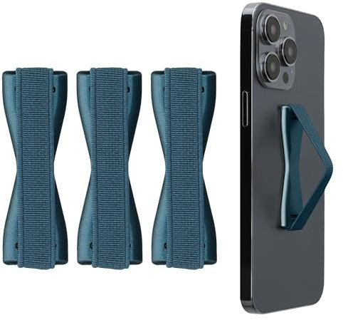 kwmobile Smartphone Fingerhalter 3 Set - Handy Halter Griff Halterung Einhandbedienung - 3X Handyhalter in Metallic Karibikblau