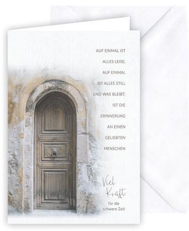 KE - Beileidskarte, Trostkarte, Beileidsbekundung Karte, Trauerkarte, inkl. Umschlag, DIN B6 Format, weiß, Motiv: Stille