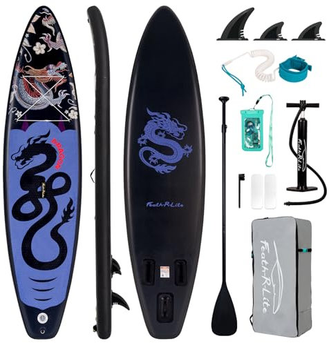 FEATH-R-LITE Aufblasbare Stand Up Paddle Boards Multifunktionale Paddleboard Mit Handpumpe, Sup Rucksack, Leine, Einstellbares Paddel, Für Erwachsene, Jugend Aller Fertigkeitsstufen