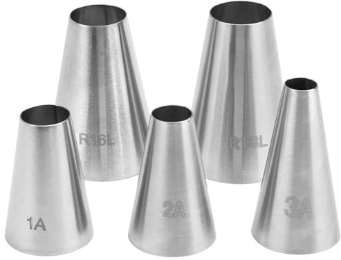 EXIN DEHCEN 5 Pezzi Punte per Piping Grandi, Beccucci Sac A Poche Professionali in Acciaio Inox, Beccucci Punte sac A Poche Grandi, Bocchette Decorative per Pasticceria per Decorare Crema Cupcake