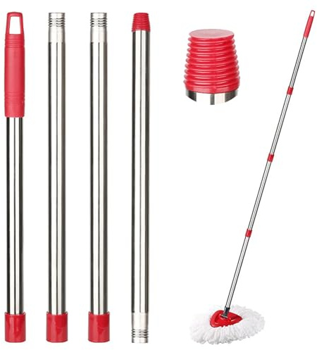 Manico di ricambio per mocio Viledar All Turbo, asta regolabile in acciaio inox per Turbo Smart /Spin/EasyWring/RinseClean, adatta per O-Cedar e la maggior parte dei mocio (asta a vite tedesca)