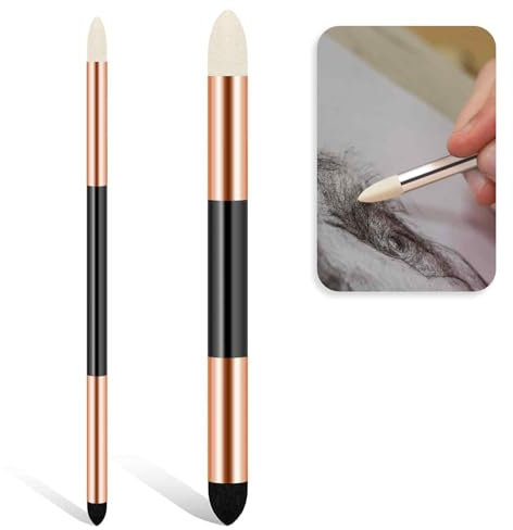 salbsever 2 Stüc Zeichnen Künstler Mischschwamm Stift, Papierwischer Doppelendiger Mischstift Bleistift Skizzenstift Pinsel Reibeschwamm Zeichnen Kunst Blender Werkzeug Wiederverwendbar Weiche