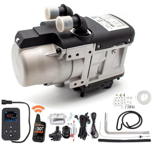Hydronic Kylmedelsvärmare på 5 kW, 12 V, med fjärrkontroll, uppvärmning av bränsle, diesel, varmvattenberedare, temperaturkontroll, tidsstyrd, för båt, husvagn, buss, husbil (fjärrkontroll 700 m)