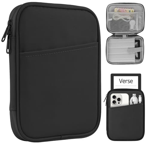 HoYiXi Housse Universel pour 7 Kindle Paperwhite/Colorsoft 2024 Compatibility 6.8 Paperwhite 2021 and 6-6.8 Kobo/Tolino/Sony EReader with Anti-Drop Android Tablet Sleeve Case,Noir