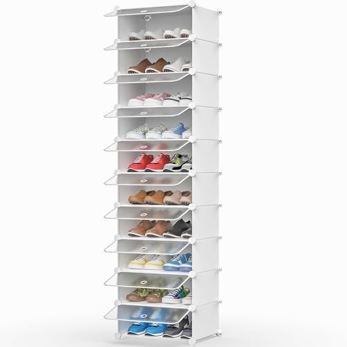 HOMIDEC Zapatero, 10 Niveles Zapatero Entrada Recibidor, Capacidad para 20 Pares de Zapatos, Zapateros Estrecho para Entradas, Dormitorios y Pasillos, Transparente