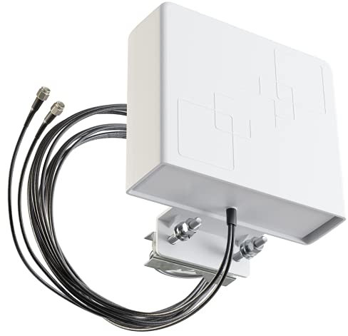 5G LTE Antenne Außenantenne Xoro 2348 Multiband Duo Antenne 5G / 4G / 3G MiMo 2X 9 dBi max. Verstärkung Wetterfest Outdoor für LTE Router mit SMA Anschluss für alle Netze 690-3800 MHz